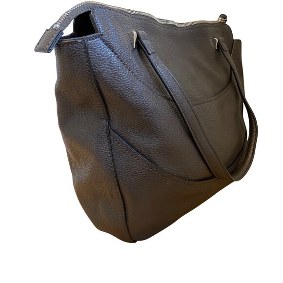 Guess Dark Brown Pebbled vegan Leather Large Tote Shoulder Bag With Dual Straps - Picture 3 of 14